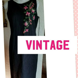 Vintage Black‎ Sheath Rosette Dress 14